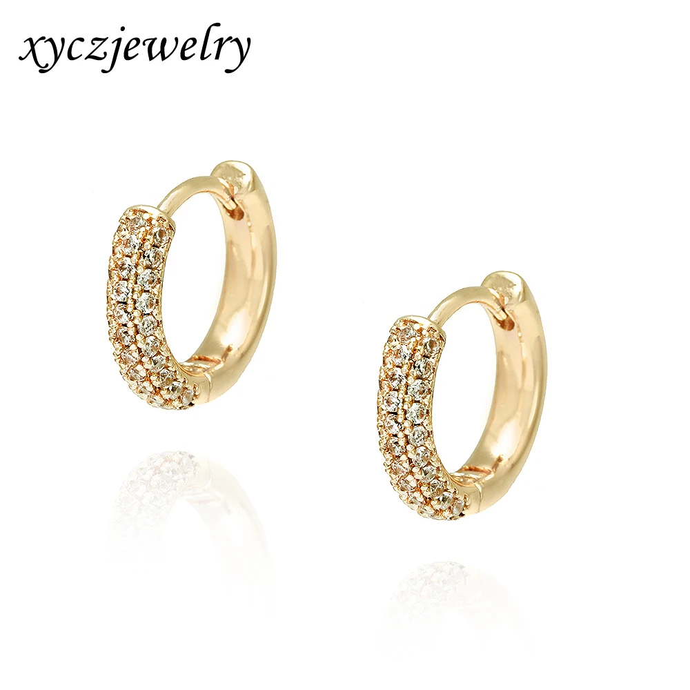 

Brazil New design brass earrings high quality cz gold plated huggies earrings 2022, White cz