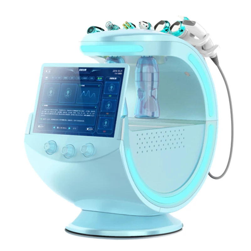 

7 In 1 Intelligent Ice Blue Dermabrasion Hydraface Machine With Skin Analysis Diagnosis Rf+ultrasound+ion+cooling System