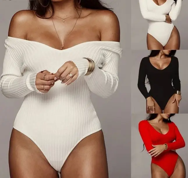 

2021 Women Romper Solid Color v-neck vest Jumpsuit Ladies Fashion Long Sleeve One Piece Bodysuits