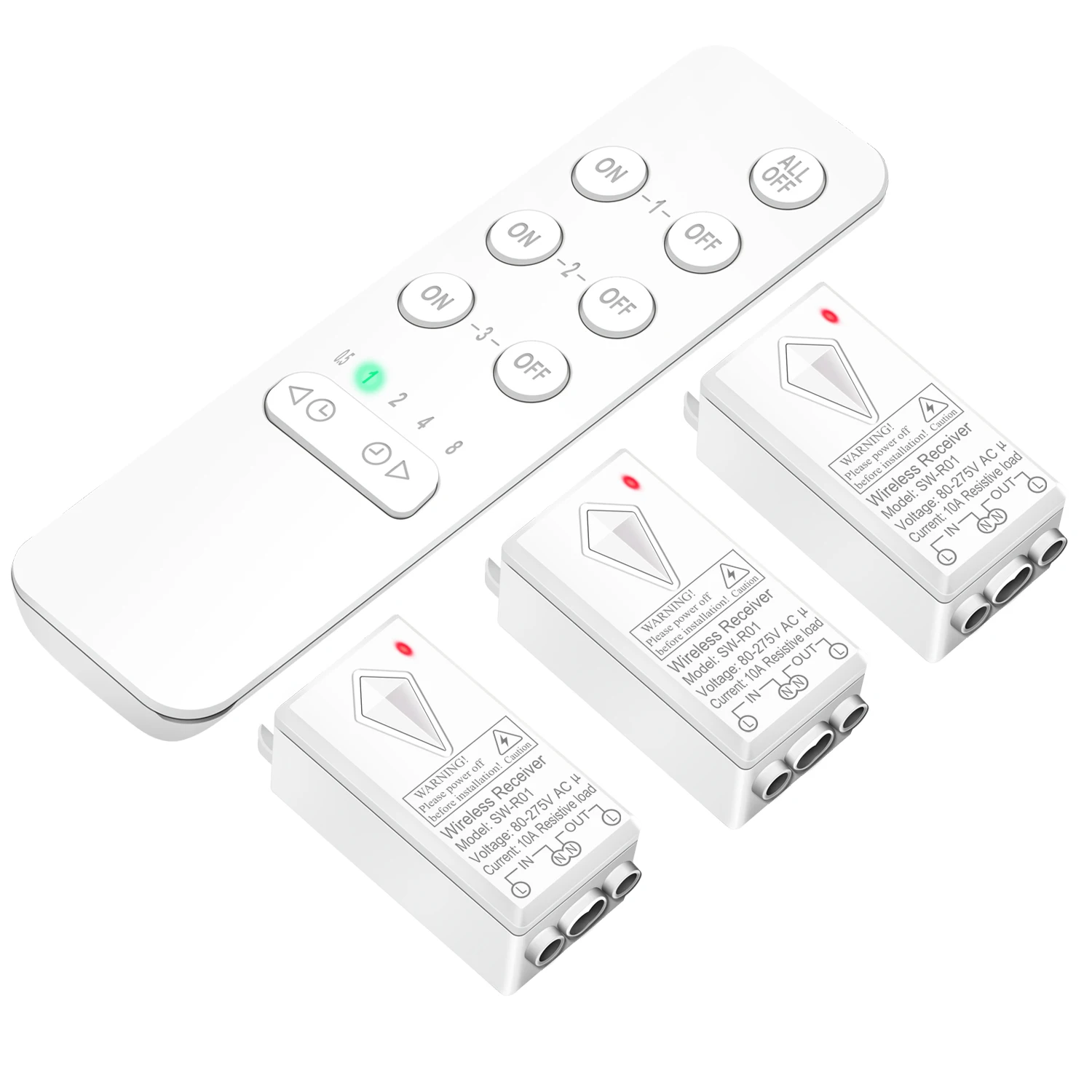 

Wireless Switch and Receiver Kit Multi Way Remote Control Light Switch No Wire Long Range Wireless Switch for LED Bulbs