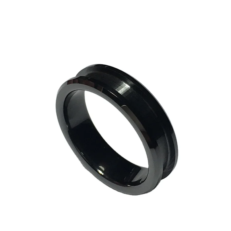 

6mm channel black Ceramic Ring Blank for Inlay wedding ring