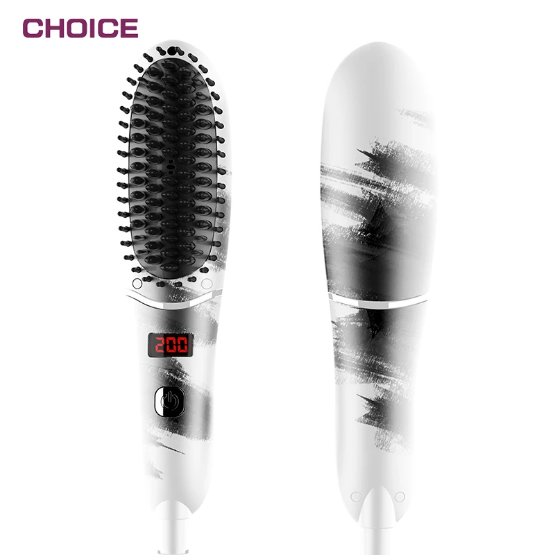 

Amazon Product LCD Display Curly Brush Styling Professional Ceramic Electric Hair Comb Straightening for Men Beard Hair