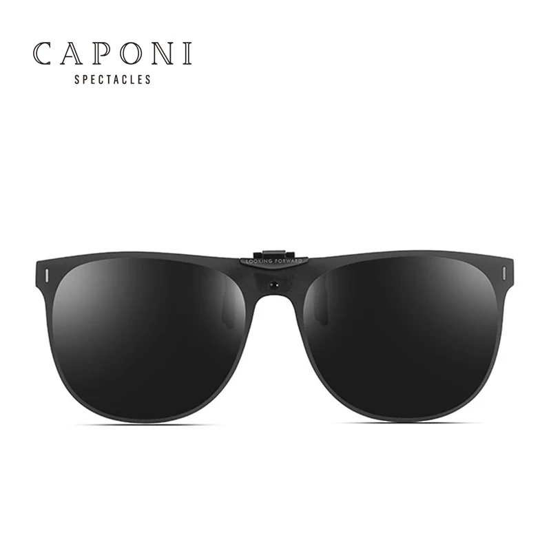 

CAPONI Wholesale Women Removable Round Clip Sunglasses TAC Polarized Lens 7G Light Weight Metal Clip On Myopia Glasses
