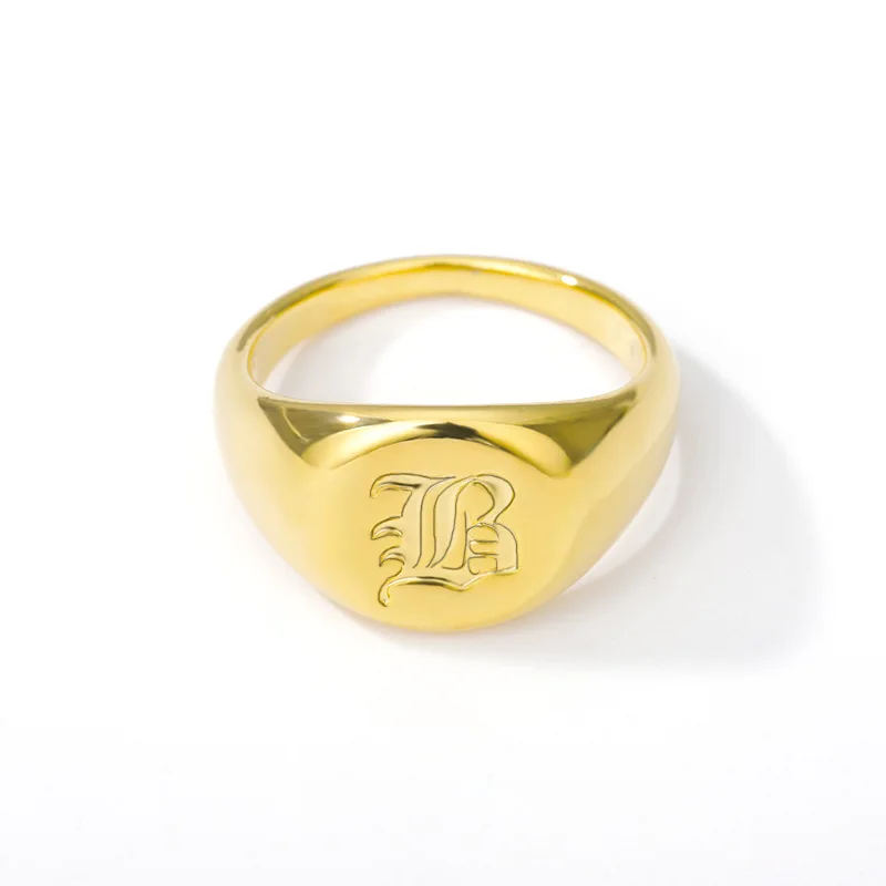 

Best Selling Gold Plated Ancient English Letter Ring 2021