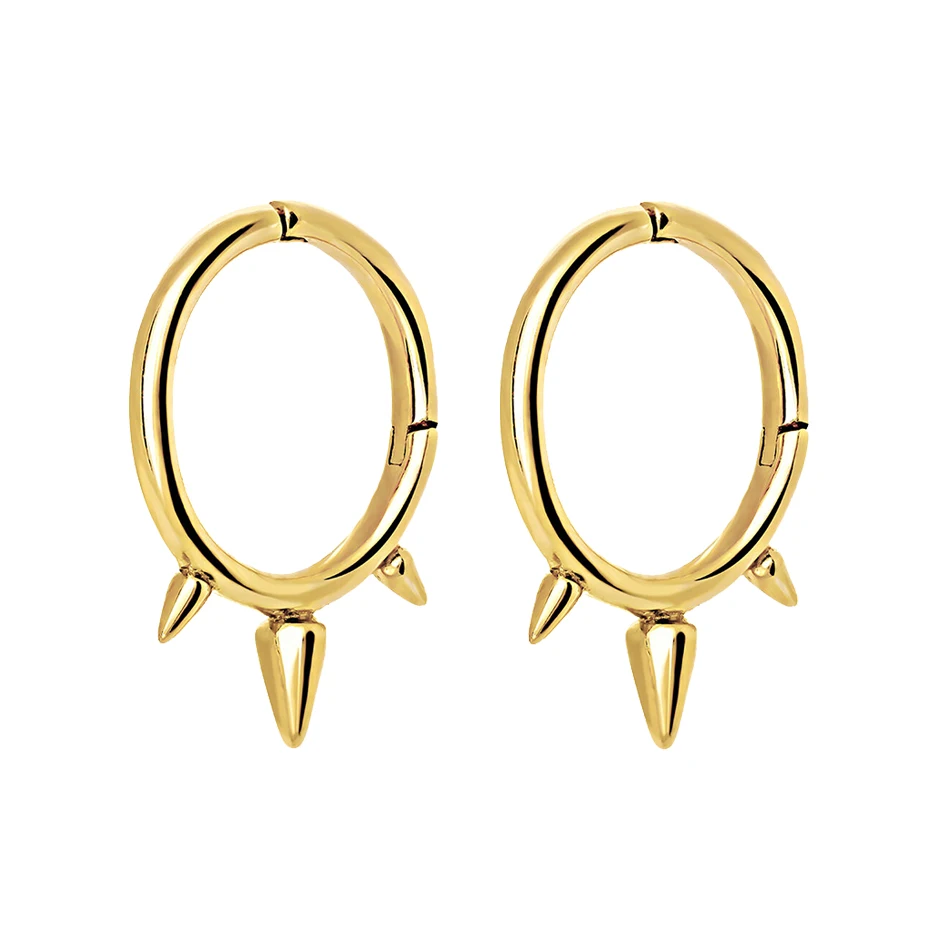 

wholesale gold jewelry manufacturers 925 sterling silver 18k gold plated spikes hoop earrings