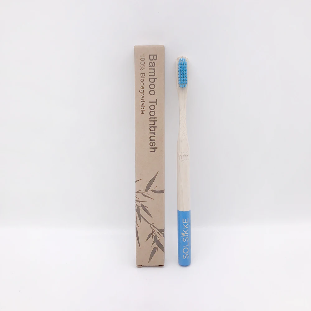 

Biodegradable Eco Friendly adult Bamboo Toothbrush Laser engraving logo, Blue
