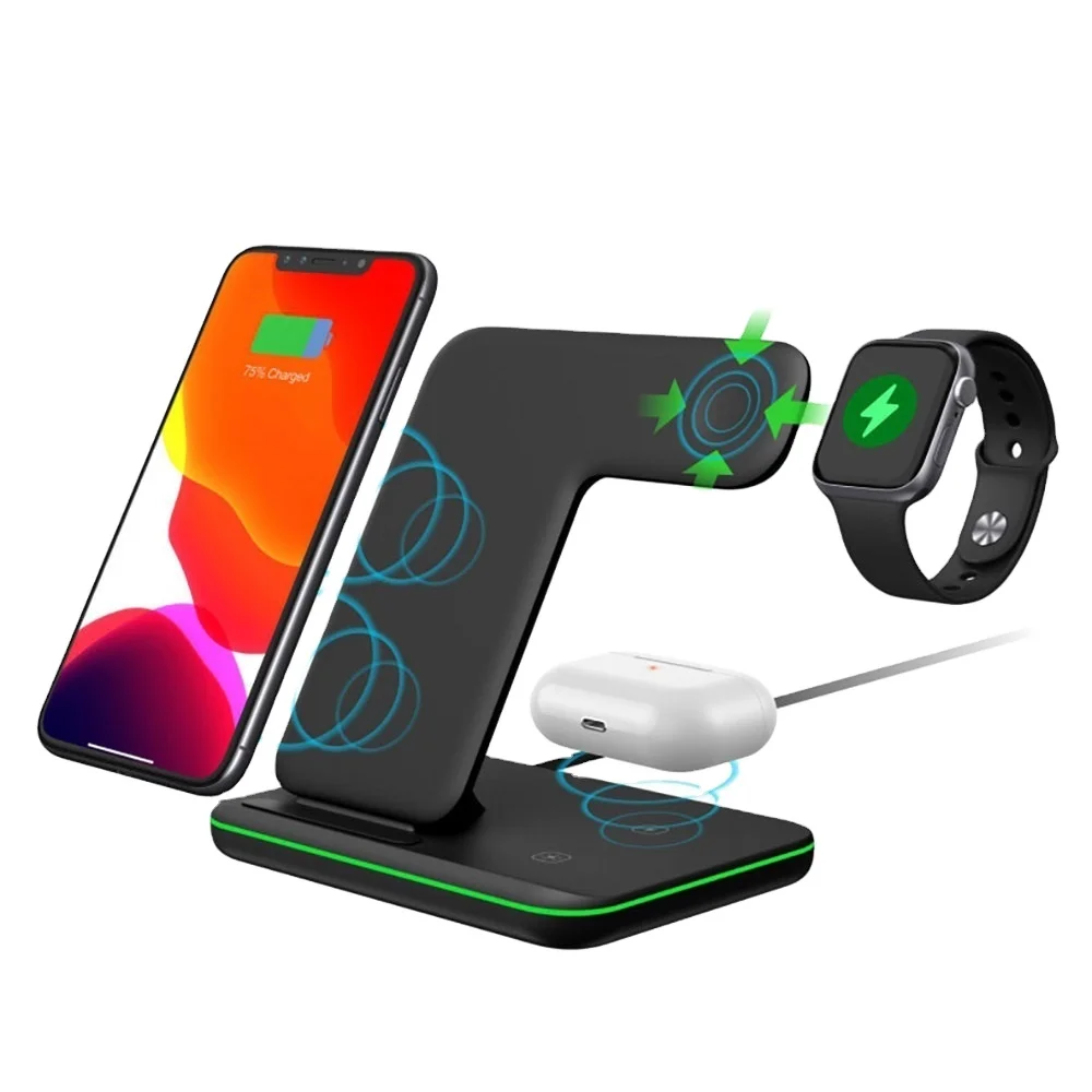 

20W 3 in 1 Qi Fast Wireless Charger Pad Dock Station For iPhonee 12 11 Pro XS Max XR X 8 Watch