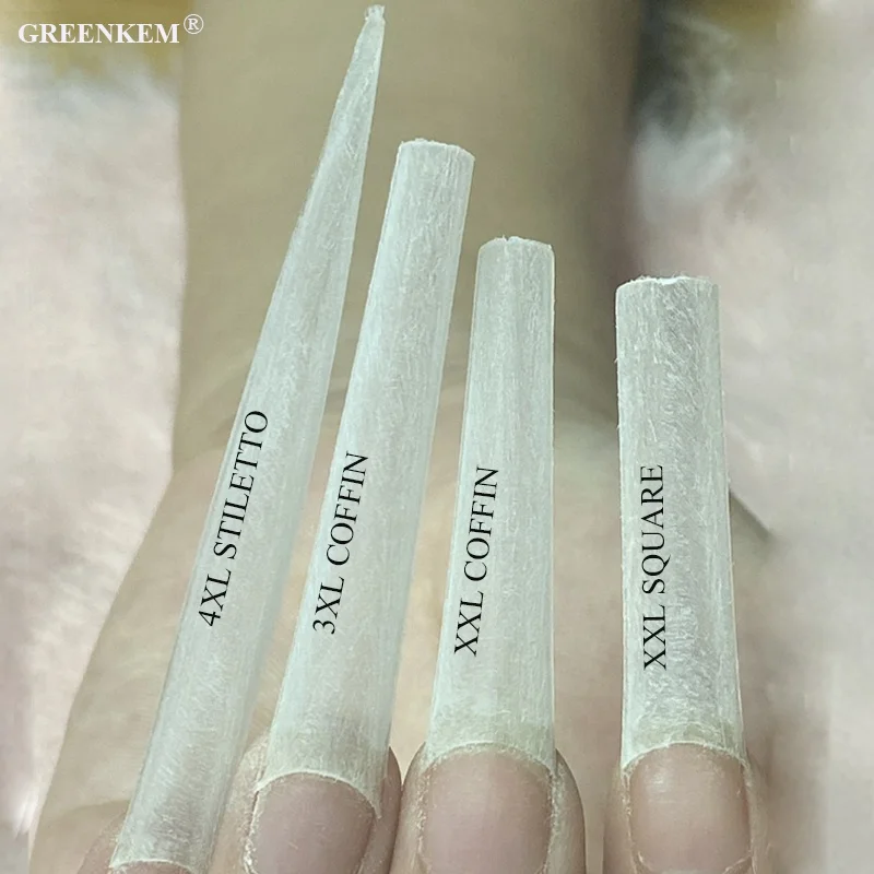 

Free Sample XXXL Coffin Nail Tips Clear Natural ABS Half cover Long XXL Non C Curve Coffin French Nails Artificial Fingernails
