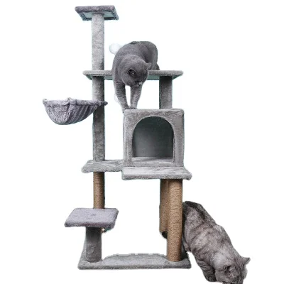 

Large wooden scratch climbing tower fashion diy deluxe Cat Tree scratching post cat tree to ceiling, Picture color