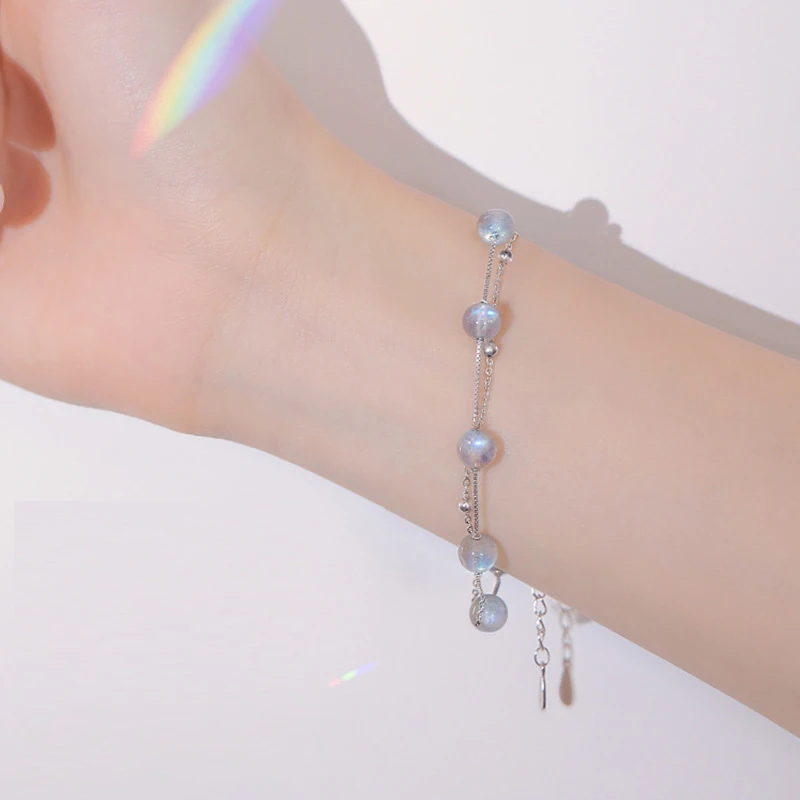 

Aimgal s925 sterling silver unicorn bracelet Aurora colorful creative gift female Moonlight Stone