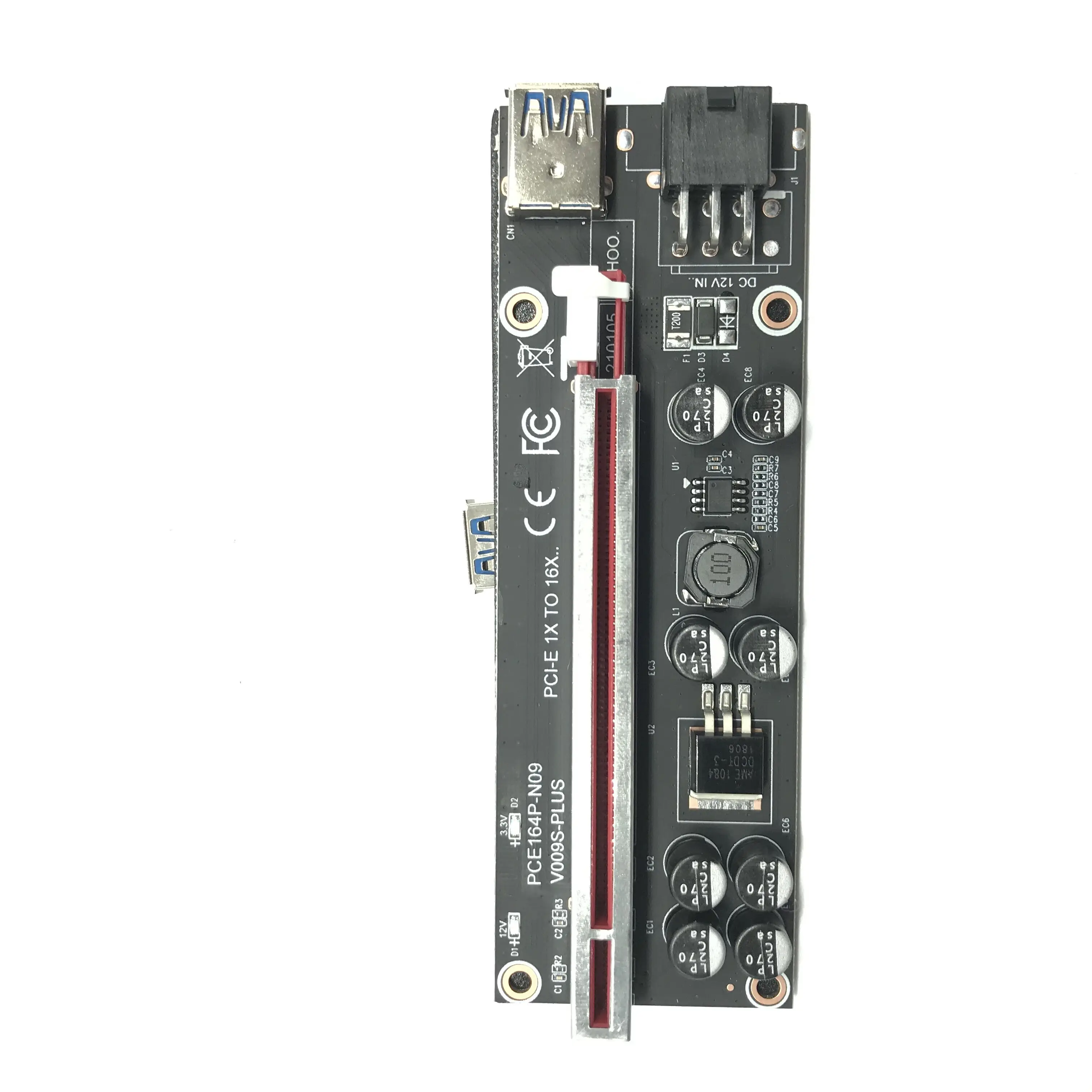 

PCIE Riser VER 009s plus 8 pin 1X to 16X LER riser Card Extender 8 Capacitors