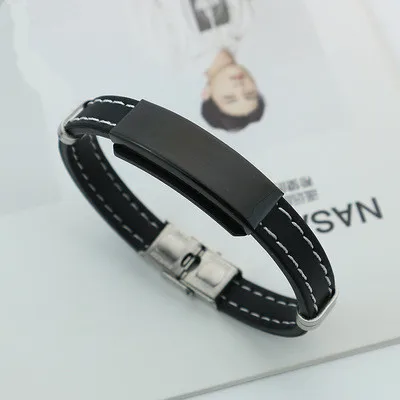 

Customized Letter Jewelry Magnetic Clasp Wrist Band Leather Bracelet Stainless Steel Leather Bracelet For Men