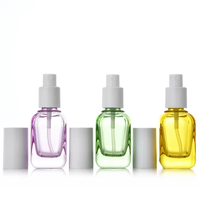 

Colorful small cosmetic packaging 10ml 20ml 40ml square fine mist spray perfume glass bottles mini square glass bottle