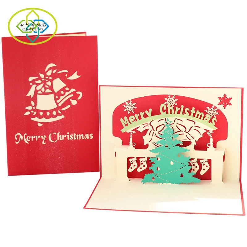 

Wholesale luxury paper card decoration 3D pop up holiday greeting merry Christmas gift card