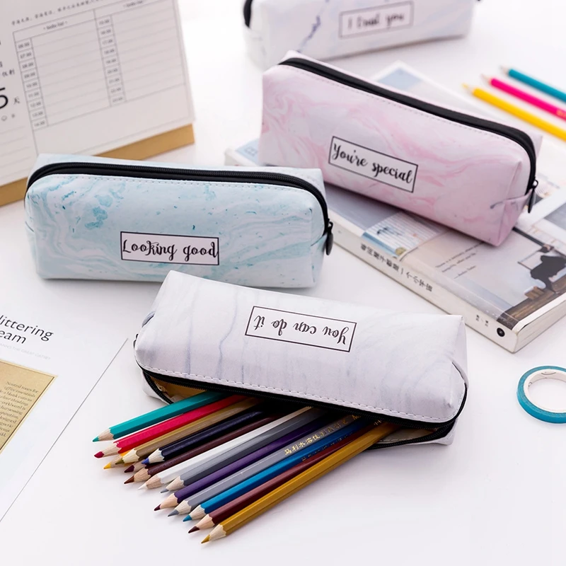 product-GF bags-New arrival fashion Cute Pencil Case Marble Pattern PU Pen Bag Pencil Box Pencil Cas-1