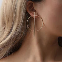 

Wholesale new simple personality exaggerated silver gold color big hoop geometric circle earrings for women
