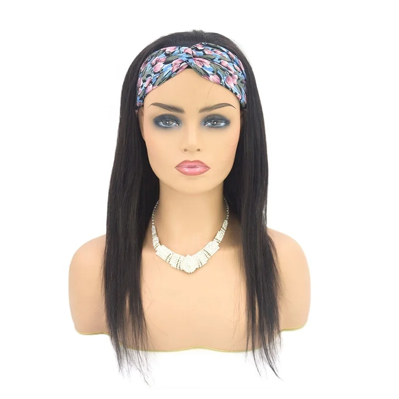 

Straight Headband Human Hair Wigs Peruvian Remy Hair Scarf Wig None Lace Human Hair Wigs