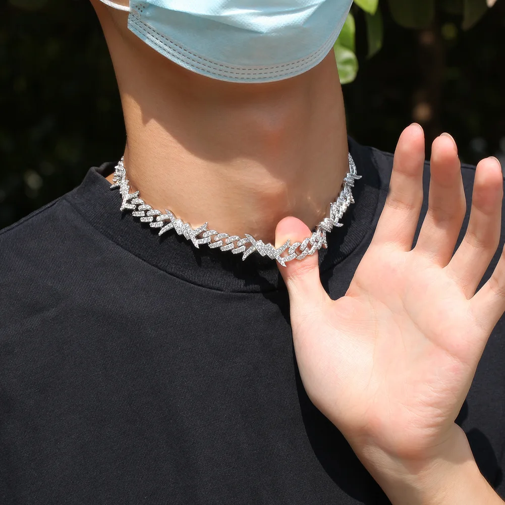 

European And American Hip Hop Jewelry Necklace Personality Zircon Cuban Chain Fashion Wild Thorn Bracelet