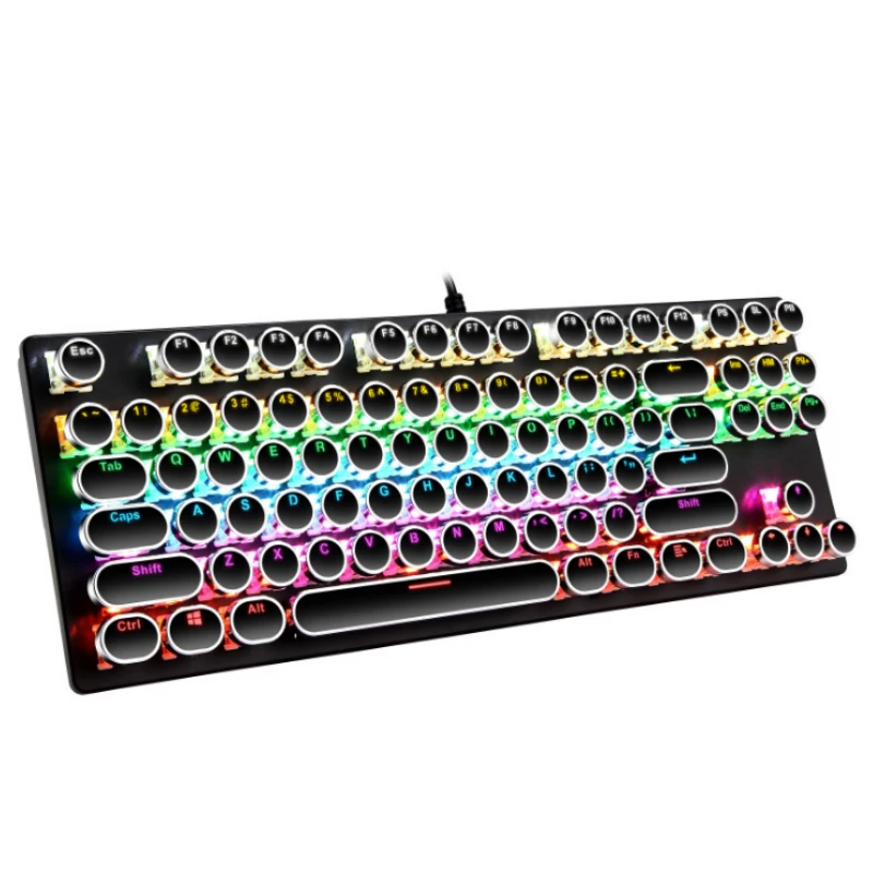

87 Keys Wired Keyboard Mechanical Gaming Keyboard Punk Keycap With RGB Keyboard Backlit Multi Colors For Choice