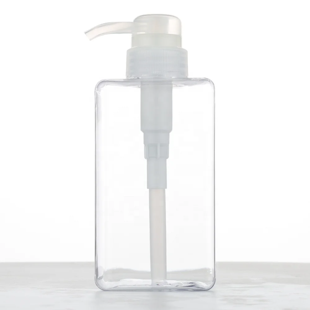 Factory Made Square White Shaped Liquid Soap Bottle 500Ml PET Detergent Plastic Hand Soap Bottle With Pump at Good Price