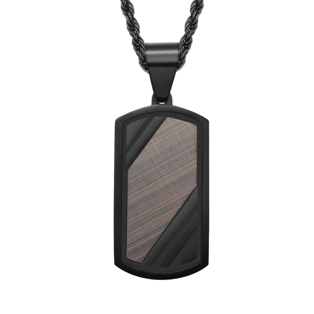 

2021 New unique men's jewelry stainless steel black pendant 34MM*18MM dog tag