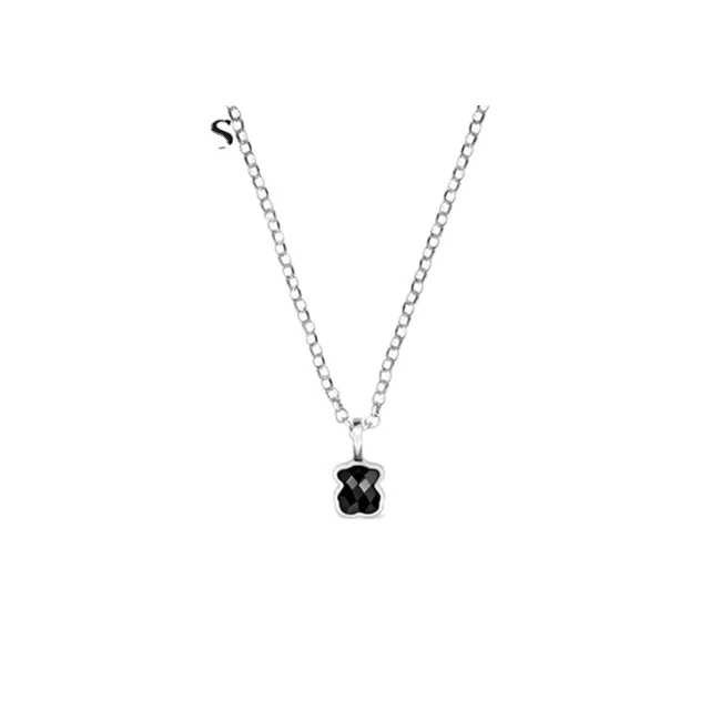 

Wholesale new product fashion Girl's decoration 925 Sterling Silver dainty pendant necklace, Black