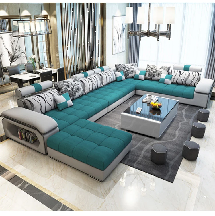 Modern Home Villa Sectional Sofa Set Furniture Fabric Lounge 7 Seater