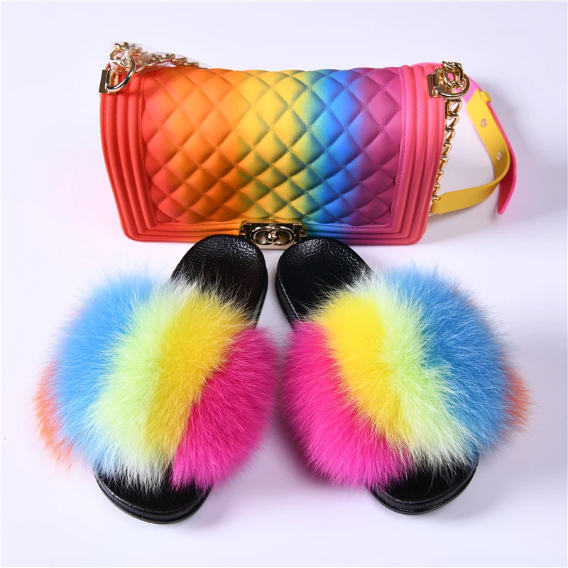 

Handmade Fur Slide Sandals Wholesale Genuine Fox Fur Slippers Women Fur Sandals, Picture