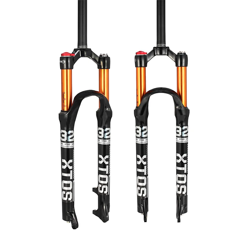 

XTOS High quality Magnesium Alloy air fork 26/27.5/ 29er front fork line control suspension mtb fork, Black&gold