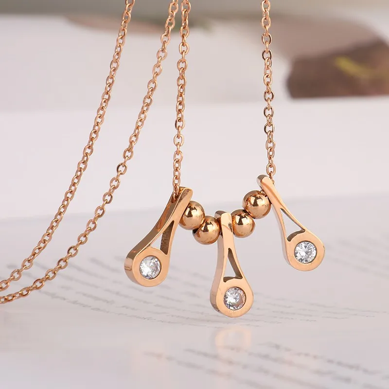 

New Trendy Choker Chain Titanium Steel Ball Necklace Rose Gold Keeping Color Tennis Necklace Jewelry