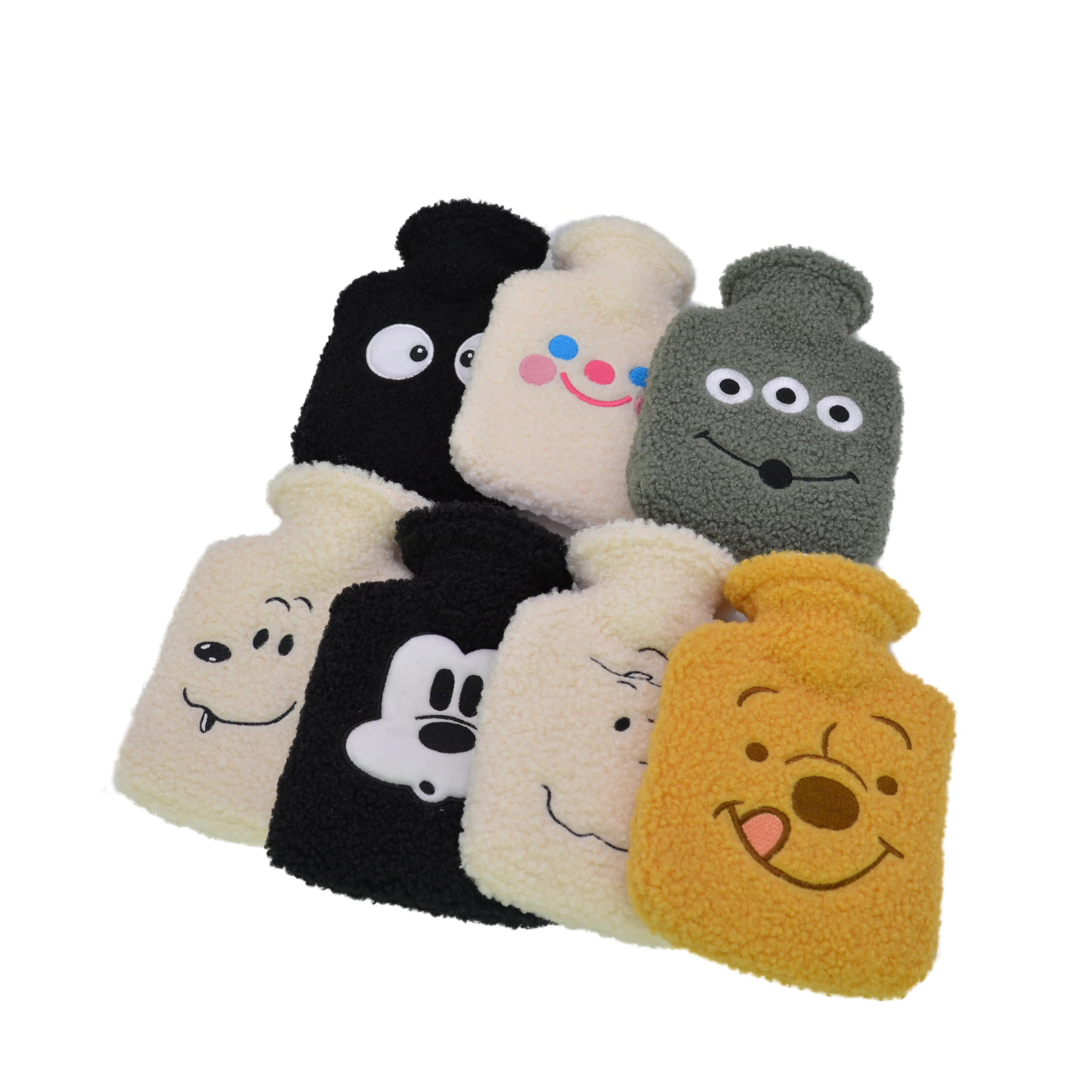 Hot selling 500ml high quality rubber plush hot water bag with fleece cover