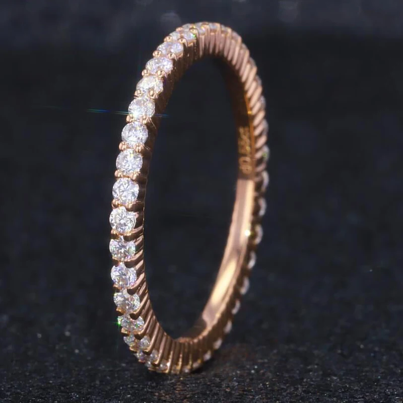 

starsgem 14k gold jewelry wholesale 1.5mm round hpht lab diamond clear color white gold ring wedding bands rings