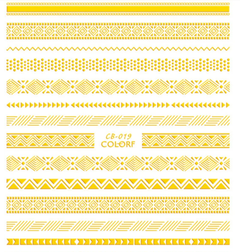 

CB011-CB019 Series 3D Adhesive Nail Stickers New Gold and Silver Black and White High Quality Nail Stickers Accessories