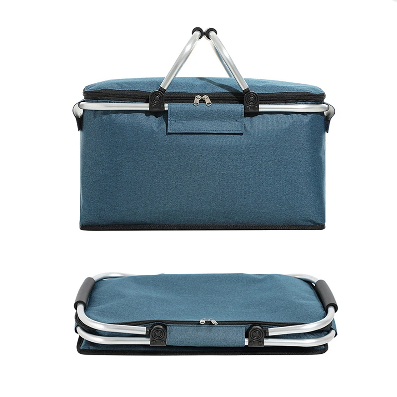 

Custom Oxford Large Capacity Insulated Picnic Cooler Basket Outdoor picnic Collapsible Basket For Family, Customized color