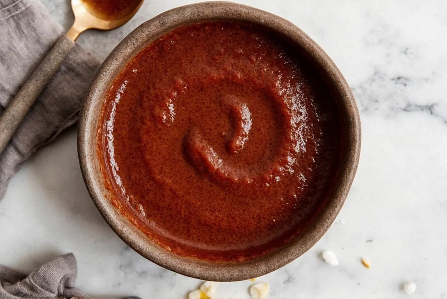 Mole sauce on plate