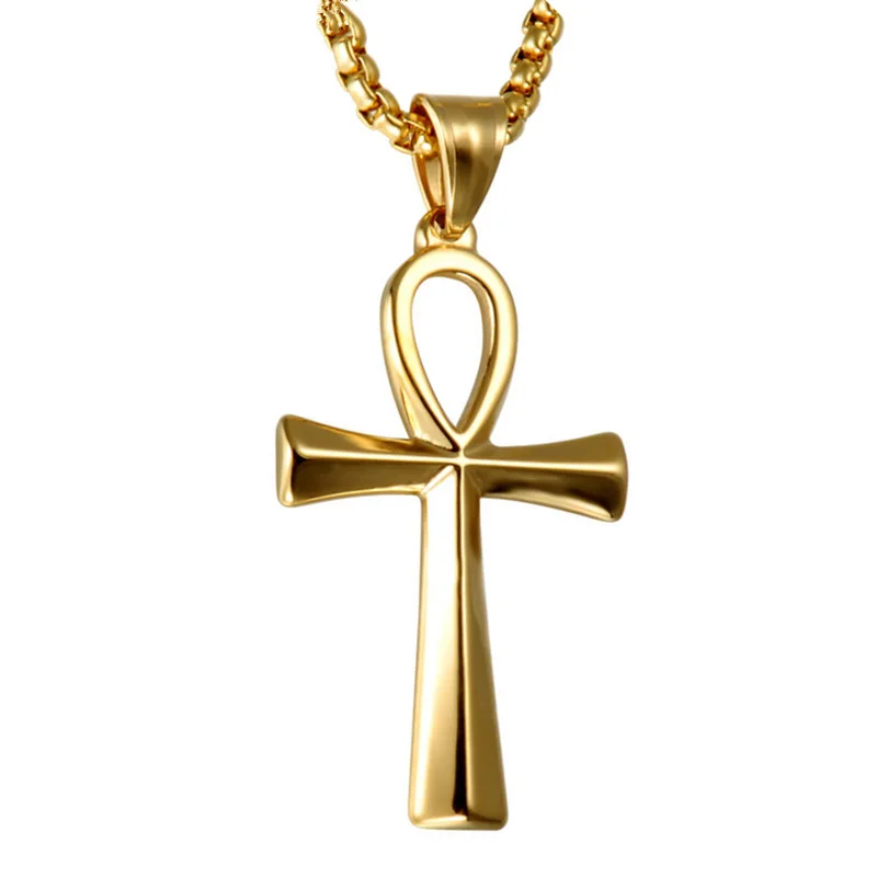 

316L Stainless Steel IP Plating Ankh Pendant Necklace Jewelry, White