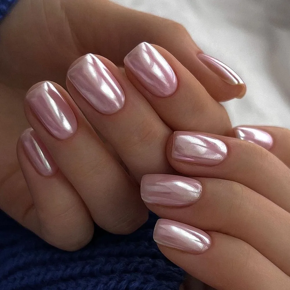 24 Pcs Coated Japanese-Style Sweet Pink Short Oval Nail Design Acrylic Press on Nails Artificial Fingernails False Nails 3263