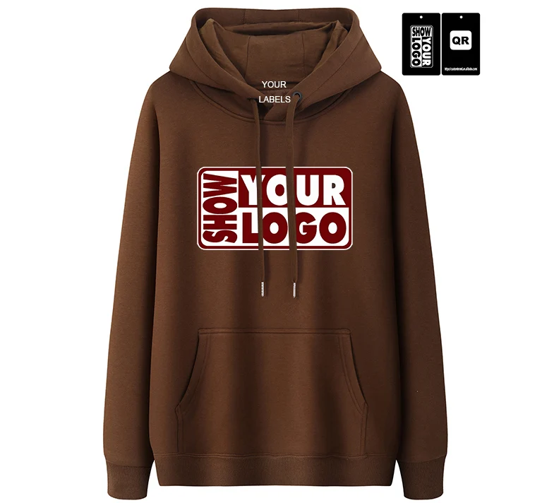 Custom Printing Winter Velvet Lined Custom Men's Hoodies With Your logo and Design  and Labels Print Free