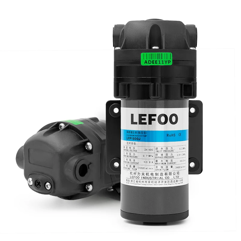 LEFOO 800Gpd Small Diaphragm Booster Pump 24v 4500ml/min High Pressure for Water Purifier