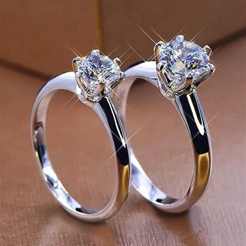 

Pass Diamond Test Excellent Cut 1 ct D Color Moissanite Ring 925 Sterling Silver Engagement Rings Women Luxury Jewelry