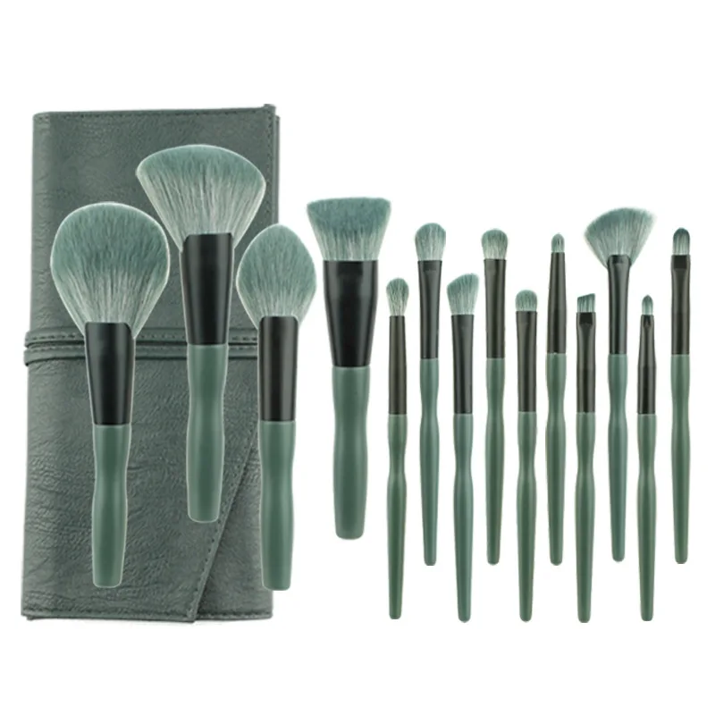 

14pcs Pro High Quality Vegan Synthetic Make Up Brushes Luxury Professional Private Label Makeup Brush Set With Belt Bag