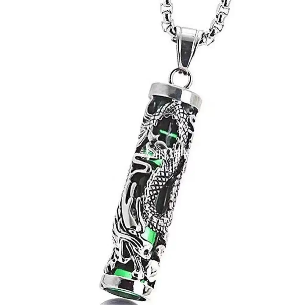 

Fashion gem dragon pillar men's and women's Pendant retro dragon pillar stainless steel Gothic Necklace Fashion Accessories