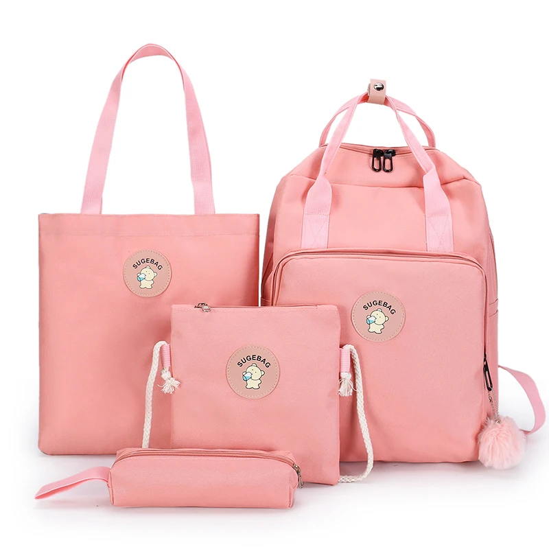 

Hot sale 4 pieces student shoulders bag back to school bags backpack set for girls