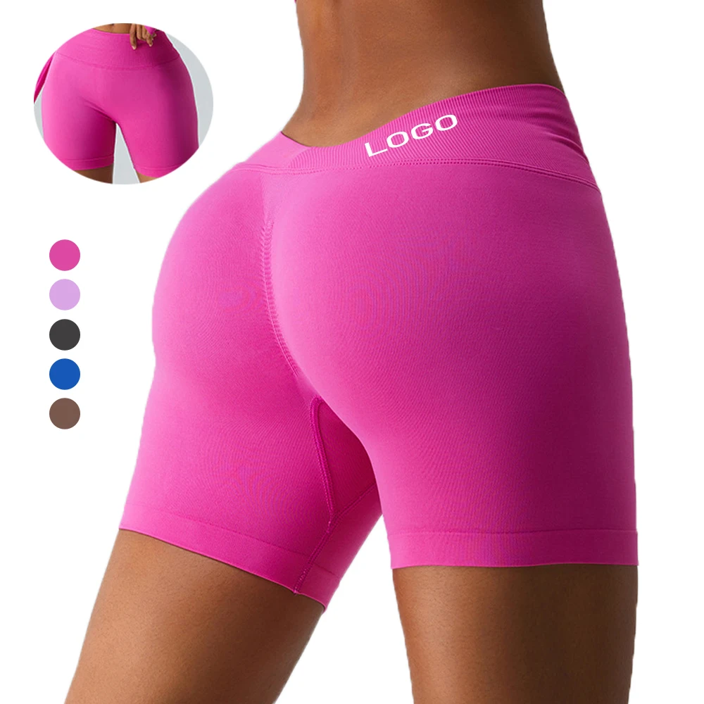 

Hot Selling Seamless Peach Buttocks V Back Running Tight Fitness Exercise Scrunch Butt Yoga Shorts