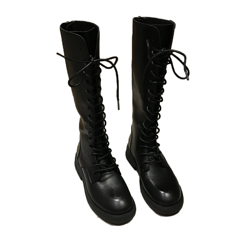 

Thigh High Military Boots Women Black Lace Up Over The Knee Pumps Shoes Winter Tall Shaft Punk Sneakers New Riding Boots