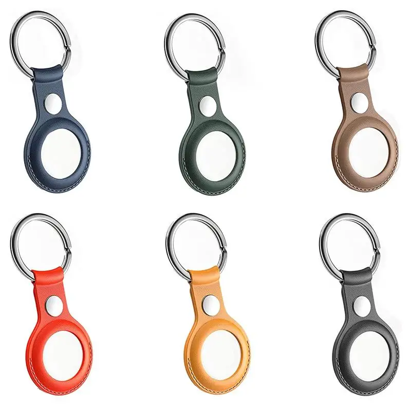 

2021 Custom Logo New Portable Keychain Keyring Compatible Leather Case For Airtags, Custom color