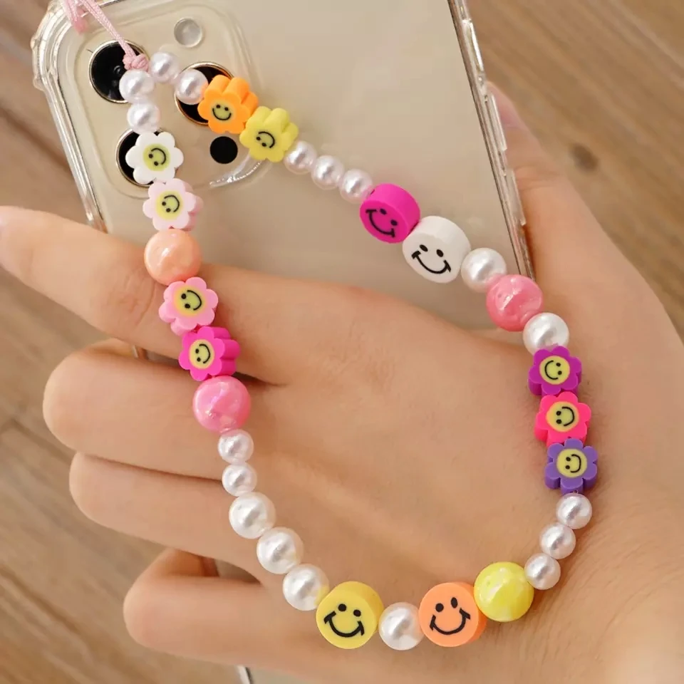 

Fashion Cute Custom Colorful Cell Phone Chain Handmade Charm Mobile Phone Chain