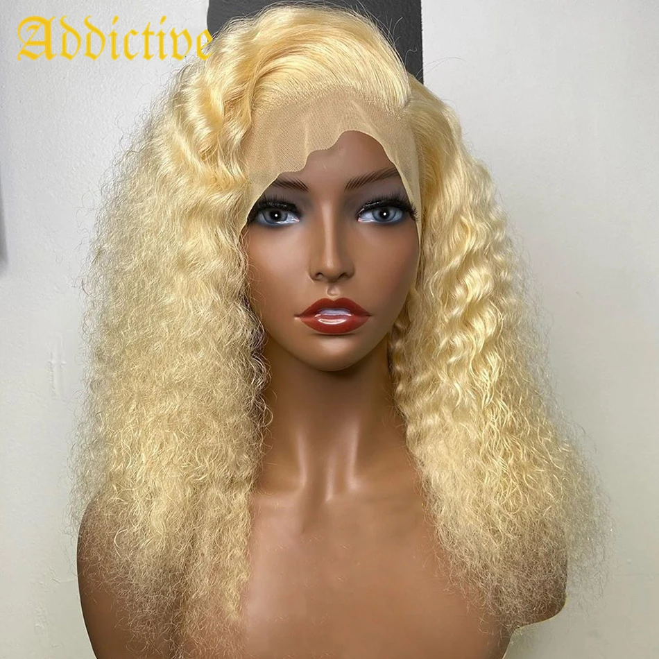 

Addictive Brazilian Custom Color Human Hair Wigs Deep Curly Wigs Human Hair Blonde 613# 13x4 Curly Human Lace Frontal Wigs Bob