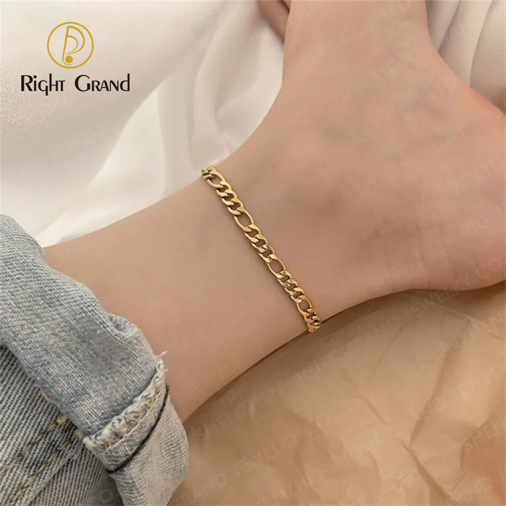 

14K Gold Plated 316L Stainless Steel Figaro Chain Anklets Women Punk Miami Cuban Chain Anklet Foot Jewelry