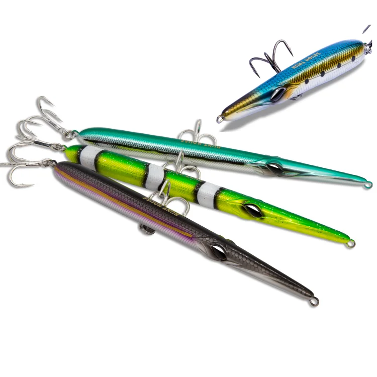 

Wholesale lifelike hard fishing sinking needle fish surface launcer pencil lure, Vavious colors
